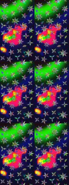 Yapraklı çiçekler ve kır renkli papatya çiçekleri. Eskiz arkaplan modeli. Raster - stok.