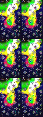 Gri renkli gri papatya deseni. Raster illüstrasyonu. Gri renklerde.