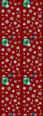 Kırmızı renkte manzaralı çiçek deseni. Sevgililer günü ve tebrik kartı konsepti için şık bir davetiye. Çiçek kompozisyonu, el boyası, hassas şablon. Üst görünüm, yumuşak biçim.