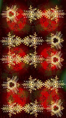 Düz dizayn. Raster illüstrasyonu. Kahverengi, kırmızı ve siyah siluet kar tanesi işareti. Sembol kışı, donmuş, Noel, yeni yıl tatili. Kar Tanesi Mozaik ikonu. Grafiksel element dekorasyonu.