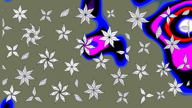 Suluboya, elle çizilmiş. Eskiz arkaplan modeli. Yeşil yapraklı yabani çiçekler. Raster illüstrasyonu.