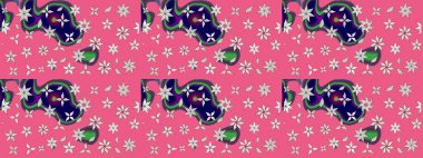 Güzel çiçek deseni. Pembe renkli çiçekler. Renkli Bahar Teması eskiz kalıbı. Düz Çiçek Elementleri Tasarımı.