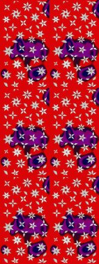 Kırmızı ve nötr renklerde çiçekler. Raster illüstrasyonu. Çiçek desenli çizim. Asya tekstil tarzında. Düz Çiçek Elementleri Tasarımı. Renkli Bahar Teması çizim şablonu.