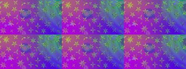 Renkli Bahar Teması eskiz kalıbı. Çiçekli çizim şekli. Düz Çiçek Elementleri Tasarımı. Mor renkte çiçekler.