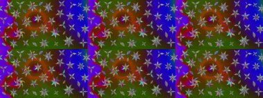 Raster illüstrasyonu. Kahverengi renklere karalamalar çizilmiş çiçek deseni.