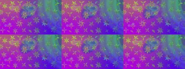 Mor renkli çiçekler. Raster düz çiçek çizim deseni. Tasarım hediye paketi, tebrik kartları, posterler ve afiş tasarımı.