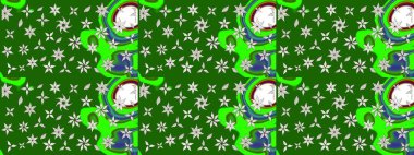 Çiçek ve yapraklı çiçek deseni. Küçük çiçekli şirin bir desen. Raster illüstrasyonu.