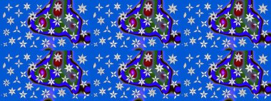 Sevimli çiçek raster deseni. Mavi renkli çiçekler. Renkli Yaz Temalı eskiz kalıbı. Düz Çiçek Elementleri Tasarımı.