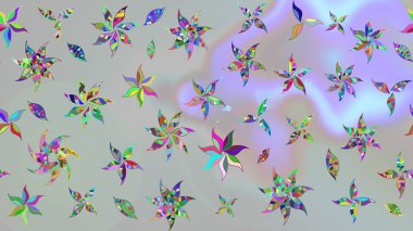 Suluboya tarzında gri renkli çiçekler. Raster illüstrasyonunda çiçek deseni çizimi.