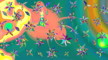 Tatil havası. Nazik romantik baskı. Raster güzel bir çiçek deseni çizmiş. Bahar mevsimi.