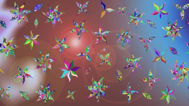 Raster illüstrasyonundaki çiçek desenli çizim. Kahverengi renkte çiçekler.