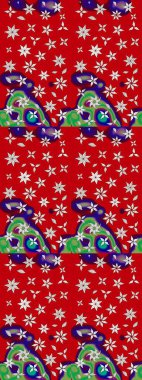 Kırmızı ve nötr renklerde çiçekler. Tropik çiçek desenleri. Raster illüstrasyonu.