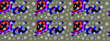 Raster deseni. - Yeşil çiçekler. Küçük çiçekte güzel bir desen var. Doğa. Çiçek arkaplan. Çiçek kompozisyonu. Çiçek kolajı.