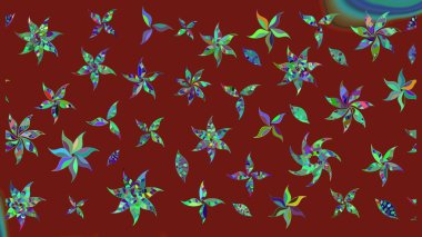 Renkli Bahar Teması eskiz kalıbı. Düz Çiçek Elementleri Tasarımı. Kırmızı renkte çiçekler. Sevimli çiçek raster deseni.