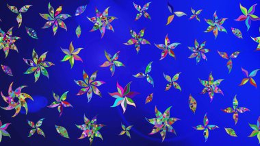 Çiçekli karalama şeklinde Raster çiçek deseni. Nazik, narin çiçek arkaplanı. Mavi renkte çiçekler.