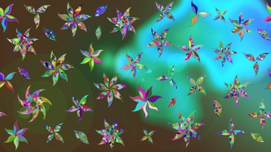 Raster. Yeşil renkte güzel çiçekler, suluboya desenli eskiz deseni, duvar kağıdı, kart veya kumaş için fayanslı..