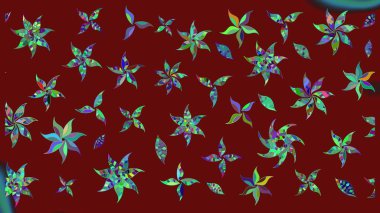 Çiçekli, yapraklı, çiçek desenli eskiz. Raster illüstrasyonu. El çizimi.