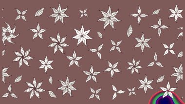 Düz Çiçek Elementleri Tasarımı. Taslak desenli, modaya uygun kumaş deseni. Raster illüstrasyonu. Şirin çiçek elementleri. Renkli Bahar Teması çizim şablonu.