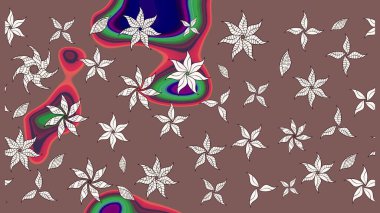 Raster illüstrasyonundaki çiçek desenli çizim. Düz Çiçek Elementleri Tasarımı. Renkli Bahar Teması eskiz kalıbı. Güzel kumaş deseni.