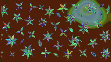 Tekrar eden çiçek arkaplanı, zarif kahverengi çiçek duvar kağıdı. Kahverengi renkler üzerine çiçek desenli çizimler, el yapımı papatyalar, papatyalar..