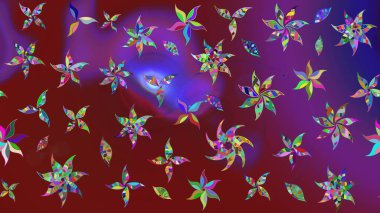 Çiçekli karalama şeklinde Raster çiçek deseni. Yumuşak, bahar çiçekli arka plan. Kırmızı renkte çiçekler.