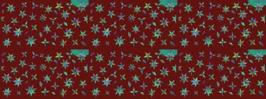 Raster illüstrasyonu. Kırmızı renkte çiçekler. Çizim çiçek deseni duvar kağıdı için kullanılabilir.