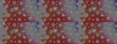 Suluboya çizimi. El çizimi. Çiçekli eskiz deseni. Kahverengi renkte çiçekler.