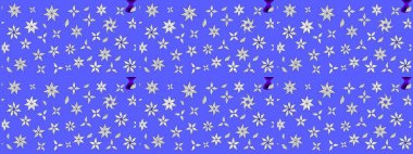 Elle çizilmiş çiçek desenli Raster çizimi. Çocuksu tasarım. Mavi arka planda. Tekstil, kumaş, ambalaj, hatıra defteri için güzel çiçek arkaplanı..