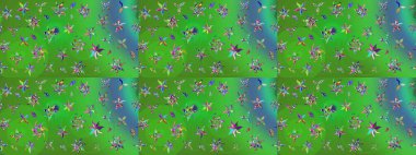 Renkli Bahar Teması eskiz kalıbı. Süslü kumaş deseni. Düz Çiçek Elementleri Tasarımı. Raster illüstrasyonunda çiçek deseni çizimi.