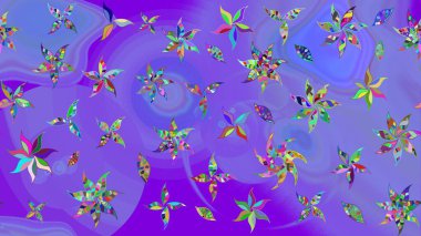 Çiçek izi. Suluboya çizim kalıbı. Suluboya tarzında mor renkte çiçekler.