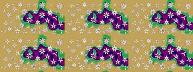 Küçük çiçekteki sevimli çiçek deseni. Bir sürü sarı soyut çiçekli tropikal eskiz deseni. Varicoloyellow Raster çizimi.