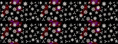 Çiçek ve yapraklı çiçek deseni. Raster illüstrasyonu. Küçük çiçekli şirin desen.