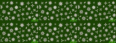 Oldukça eski bir besin torbası deseni, küçük yeşil renkte, çiçekler. Millefleur 'lar. Tekstil, kumaş, kapaklar, duvar kağıtları, baskı, paket, koleksiyon defteri, örgü, dekupaj için çiçek arkaplanı..