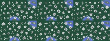 Küçük çiçekli basit bir çiçek çizimi. Yeşil renkte şirin çiçekler. Moda baskısı, albüm, ambalaj kağıdı ve duvar kağıdı için zarif dekoratif süslemeler. Raster illüstrasyonu.