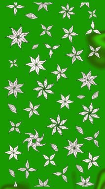 Yeşil renkte güzel bir tekstil. Suluboya çiçekli çiçek deseni. Raster illüstrasyonu.