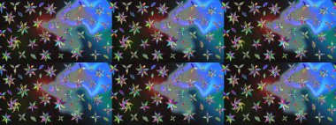 Üzerinde gri renkte karalamalar olan çiçek desenleri çiz. Raster illüstrasyonu.