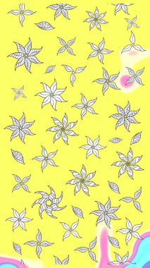 Sarı renkli vadi çiçekleri. Raster - stok. Suluboya, elle çizilmiş. Taslak arkaplan deseni.