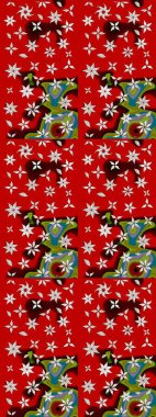 Düz Çiçek Elementleri Tasarımı. Raster güzel kumaş deseni çiziyor. Renkli Bahar Teması eskiz kalıbı. Çiçek deseni.