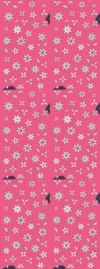 Asya tekstil tarzında. Pembe renkli çiçekler. Raster illüstrasyonu. Raster illüstrasyonu. Çiçek desenini çiz.