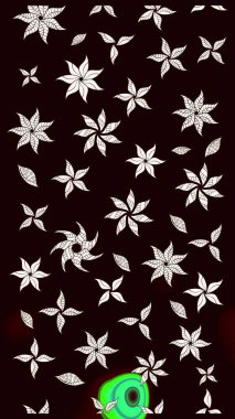 Çok renkli, zarif küçük çiçekler ve siyah renkli komik böcekler, raster desen, illüstrasyon..