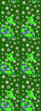 Yumuşak, bahar çiçekli arka plan. Çiçekli karalama şeklinde Raster çiçek deseni. Yeşil renkte çiçekler.