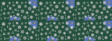 Küçük çiçekli basit bir çiçek çizimi. Yeşil renkte şirin çiçekler. Moda baskısı, albüm, ambalaj kağıdı ve duvar kağıdı için zarif dekoratif süslemeler. Raster illüstrasyonu.