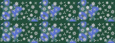 Yeşil çiçekli eskiz deseni, suluboya çiçek deseni, sevimli çiçek, duvar kağıdı, kart veya kumaş için fayanslı. Raster - stok.