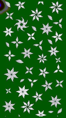 Çiçekli karalama şeklinde Raster çiçek deseni. Raster illüstrasyonu. Yumuşak, yaz çiçekleri yeşil renklerde.