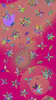 Renkli Bahar Teması eskiz kalıbı. Çocuk stili. Düz Çiçek Elementleri Tasarımı. Çiçekli çizim raster arkaplanı.