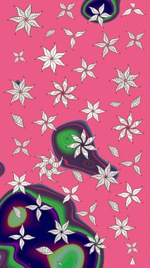 Küçük çiçekli yay deseni çiz. Suluboya tarzında pembe renklerde. Raster illüstrasyonu.