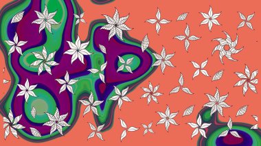 Zarif, parlak ve turuncu çiçek desenli tasarım. Sabıka baskıları, bebek kıyafetleri, duvar kâğıtları, paket kutuları vb..