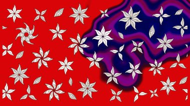 Elle boyanmış suluboya resim çizimleri, çiçekler ve bitkiler. Kırmızı renkte çiçekler.