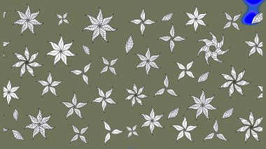 Renkli Yaz Temalı eskiz kalıbı. Raster Illustrasyon 'daki Çiçek Deseni' nin son moda çizimi. Düz Çiçek Elementleri Tasarımı. Güzel kumaş deseni.