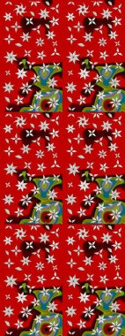 Düz Çiçek Elementleri Tasarımı. Raster güzel kumaş deseni çiziyor. Renkli Bahar Teması eskiz kalıbı. Çiçek deseni.